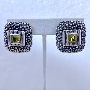 DIAN MALOUF Vintage Sterling And Peridot Clip Earrings